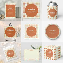 Vintage Modern Chic Terracotta Dots Bridal Shower