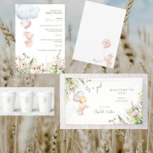 Cute Blush Bunny It's a Girl Baby Shower Suite