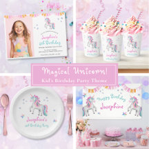 Pastel Magical Unicorn Kids Birthday Theme