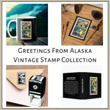 Greetings From Alaska Vintage Stamp