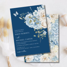 Romantic Dusty Blue Watercolor Floral Wedding .