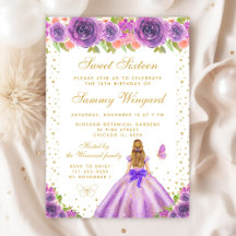 Purple Floral Princess Sweet Sixteen