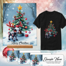 Cute Cyberpunk Reindeer with Christmas Tree 
