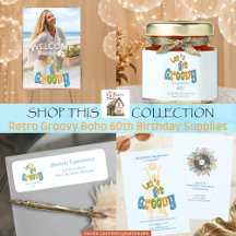 Groovy Boho Blue 60th Birthday Party Supplies