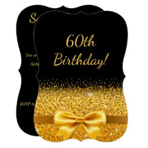 60th birthday party - gold bow black