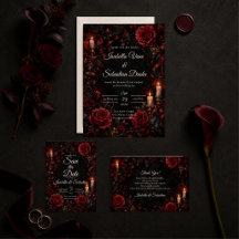 Moody Gothic Red Rose Wedding