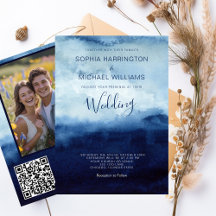 Modern Abstract Bold Blue Watercolor Bridal Suite 