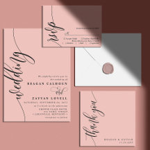 Soft Coral Pink Modern Minimalist Script Wedding