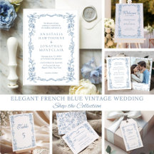 Elegant French Blue Vintage Floral Wedding