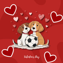Cute Dogs with Soccer Ball on Valentines Day