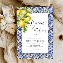Mediterranean Blue Tiles Lemons Bridal Shower