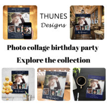 Birthday party photo collage blue men