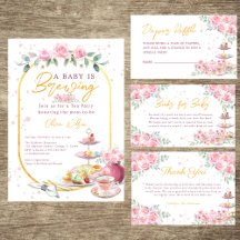 Baby is Brewing Pink Floral Tea Party Baby Shower