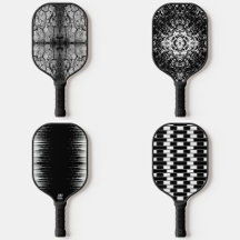 Pickleball Paddles With Black Gray White Designs