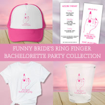 Funny Trendy Pink Ring Finger Bachelorette