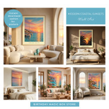 Modern Coastal Sunset Wall Art Collection