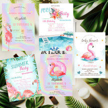 Pool Summer Beach Party Invitations