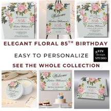 Elegant Handpainted Floral 85th Birthday Party