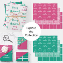 Hot Pink Magenta Emerald Green gift wrap and decor