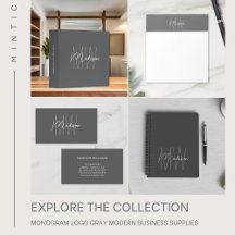 Monogram Logo Gray Modern Business Supplies
