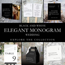 Black And White Elegant Monogram Wedding Suite