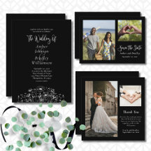 Black and White Wildflower Simple Wedding Suite 