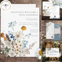 Rustic Dusty Blue Wildflowers & Daisies Wedding