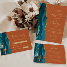 Teal Gold Agate Boho Earth Tones Wedding Suite