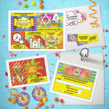 Comics Comic Book Bar or Bat Mitzvah Invite Set