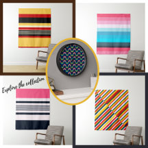 Multicolor Stripes Wall Art Tapestries and Clock
