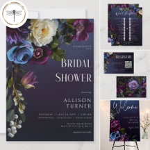 Dark Moody Blue & Lavender Bridal Shower