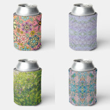 Can Cooler Sleeves With Boho Shabby Chic Designs 