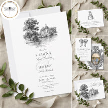 Elegant Black White Toile French Manor Wedding