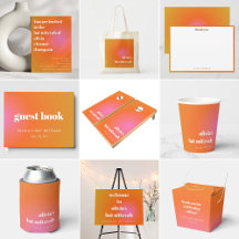 Retro Bright Pink and Orange Gradient Bat Mitzvah