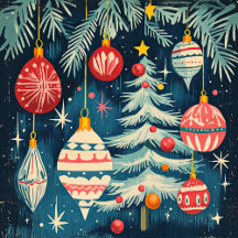 Fun Retro Christmas Trees and Ornaments