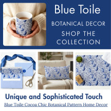 Blue Toile Cocoa Chic Botanical Pattern Home Decor