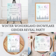 Winter Wonderland Snowflake Gender Reveal Party
