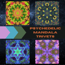 Psychedelic Mandala Trivets