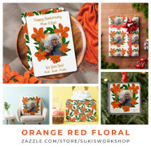 Orange Red Floral