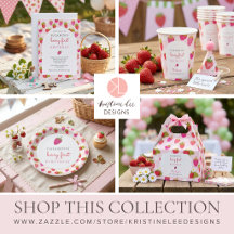 Berry First Birthday Cute Strawberry Pink