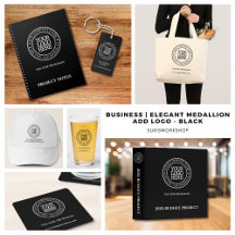 Business   Elegant Medallion Add Logo - Black