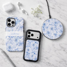 Modern Blue Watercolor Floral Pattern Tech & Sport