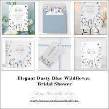 Elegant Dusty Blue Wildflower Bridal Shower