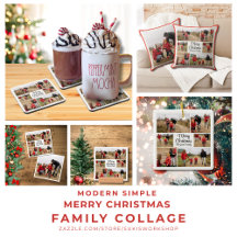 Modern Simple Merry Christmas Family Collage