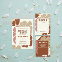 Terracotta Retro Groovy Boho Floral Wedding Suite