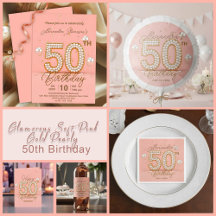 Glamorous Soft Pink Gold Pearly 50th Birthday