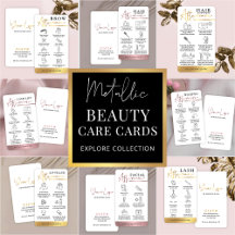 Elegant Metallic Gold Beauty Salon Care Cards