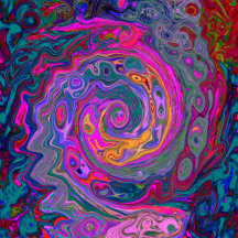 Retro Magenta, Green and Orange Abstract Swirl