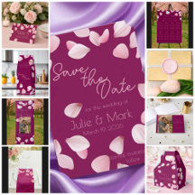 Romantic Pink Petals Save the Date & Wedding
