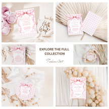 Watercolor Pink Gingham Bow Baby Girl